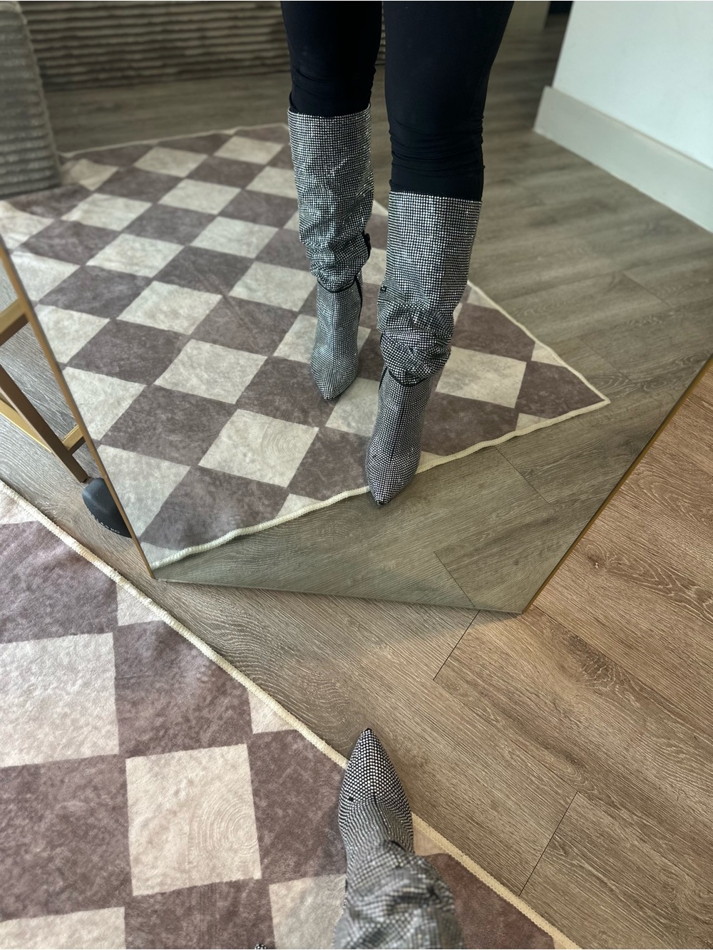 Gianni Bini Silver Rhinestone Knee-High Heeled Boots